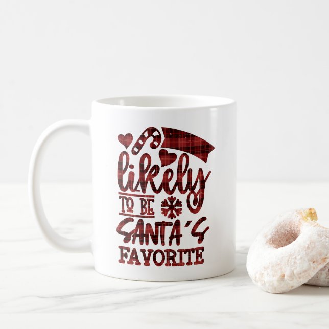 Christmas Most Likely Santas Favorite Personalized Coffee Mug (With Donut)