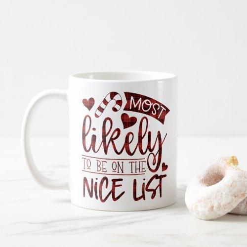 Christmas Most Likely To Be On Nice List Monogram Coffee Mug