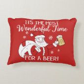 Christmas Most Wonderful Time for a Beer Santa Accent Pillow (Back)