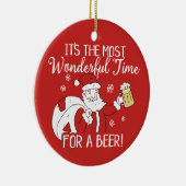 Christmas Most Wonderful Time for a Beer Santa Ceramic Ornament (Right)
