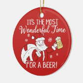 Christmas Most Wonderful Time for a Beer Santa Ceramic Ornament (Left)