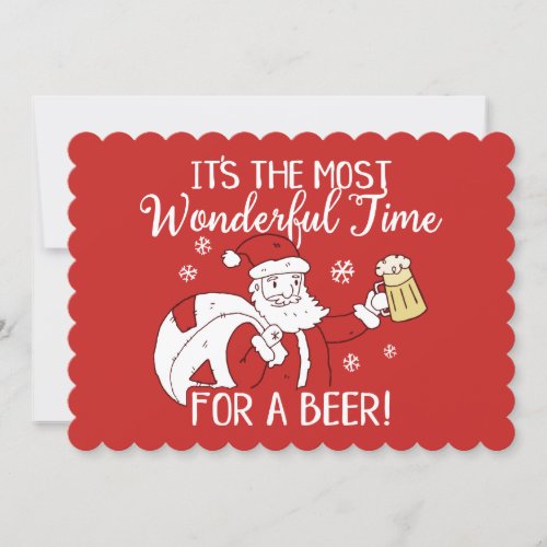 Christmas Most Wonderful Time for a Beer Santa Holiday Card