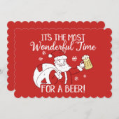 Christmas Most Wonderful Time for a Beer Santa Holiday Card (Front/Back)