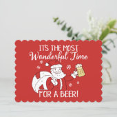 Christmas Most Wonderful Time for a Beer Santa Holiday Card (Standing Front)