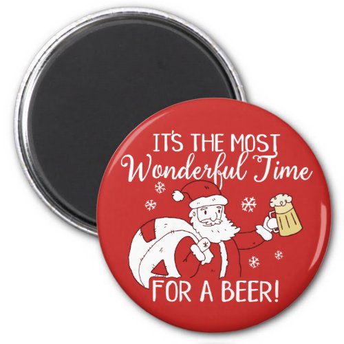 Christmas Most Wonderful Time for a Beer Santa Magnet