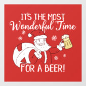 Christmas Most Wonderful Time for a Beer Santa Window Cling (Sheet)