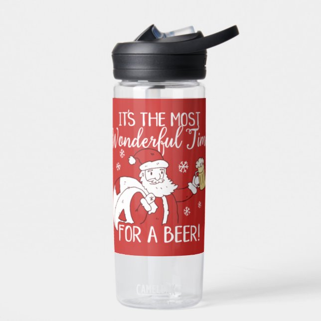 Christmas Most Wonderful Time for a Beer Water Bot Water Bottle (Left)