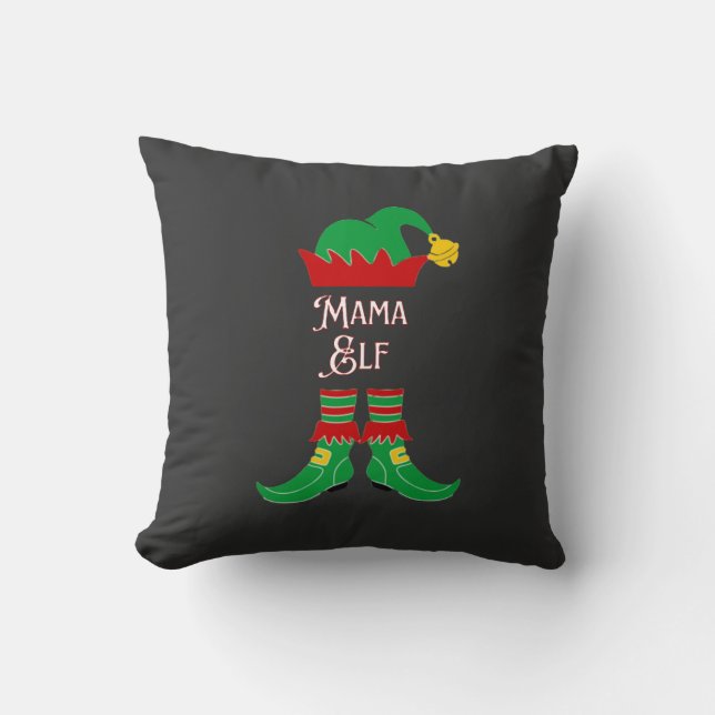 Christmas Mother Elf  Throw Pillow (Front)