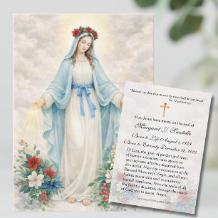 Christmas Mother Mary Catholic Funeral Memorial Business Card