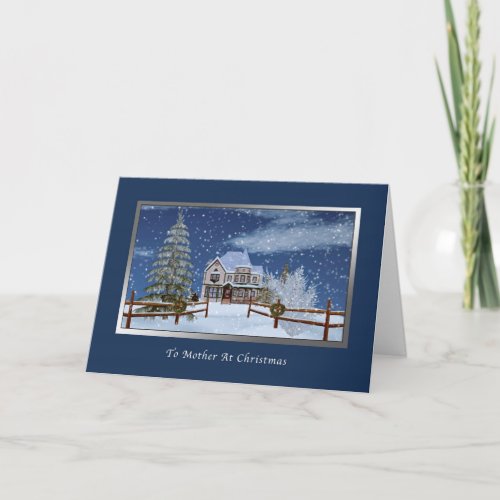 Christmas Mother Snowy Winter Scene Holiday Card