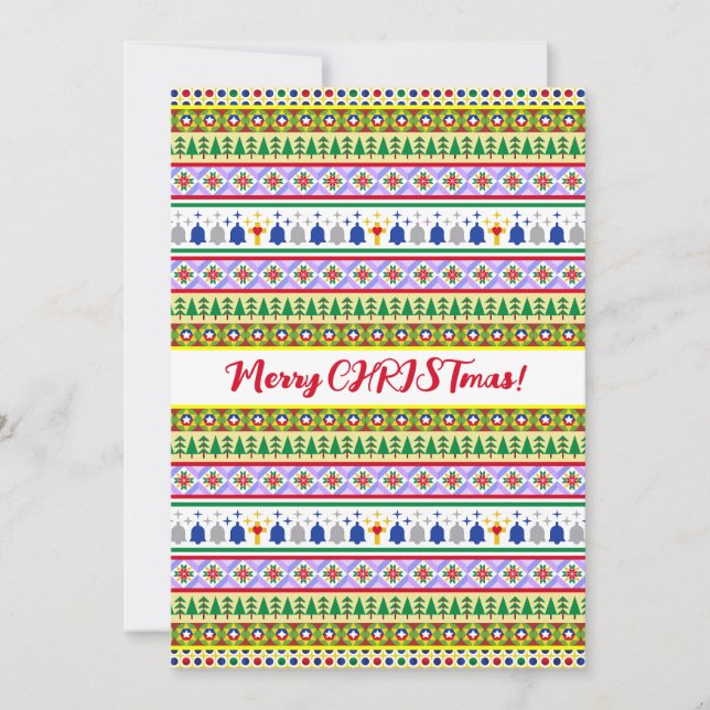 Christmas Motif Pattern Holiday Card (Front)