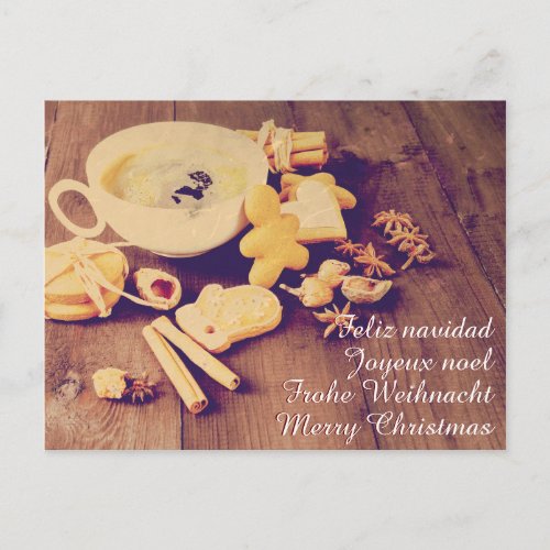 Christmas Motif with Cookies Sweets and Spices Postcard