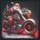 Christmas Motorcycle Biker Santa Square Sticker<br><div class="desc">Modern rocker biker Santa Claus.</div>