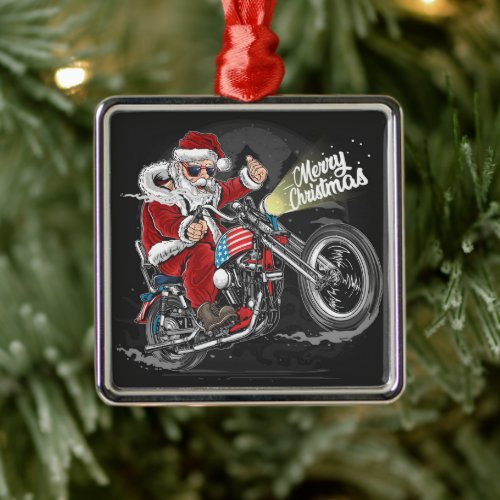 Christmas Motorcycle  Metal Ornament