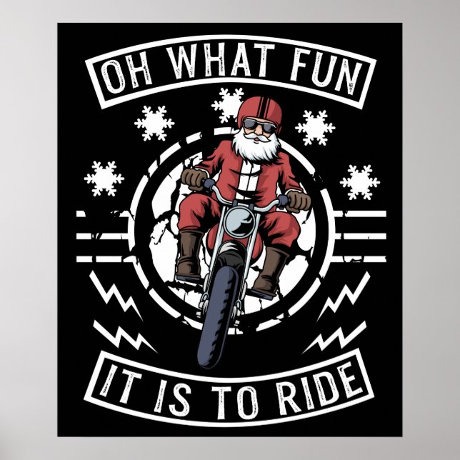 Christmas Motorcycle Santa Claus Biker Dad Bike Poster (Front)