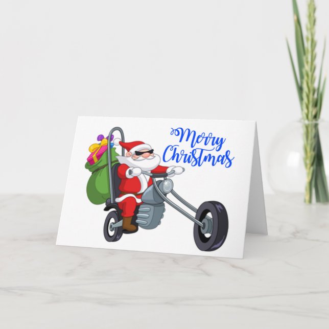 christmas motorcycle santa invitation (Front)