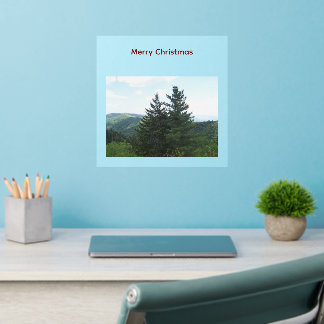 Christmas Mountain and Trees Wall Art Decal