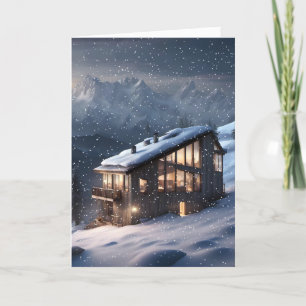 Christmas Mountain Cabin Holiday Card