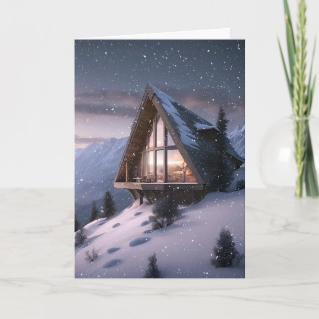 Christmas Mountain Chalet Holiday Card (Front)