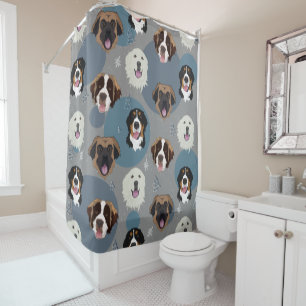 Christmas Mountain Dogs Shower Curtain