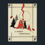 Christmas Mountain House Vintage Postcard<br><div class="desc">Christmas Mountain House Vintage Postcard</div>