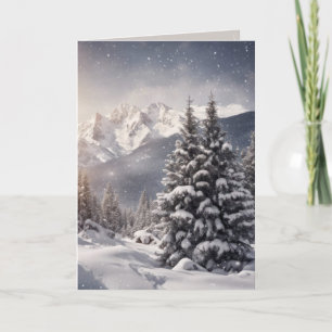 Christmas Mountain Scene Card