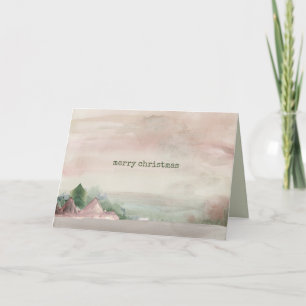 Christmas Mountain Watercolor Holiday Card