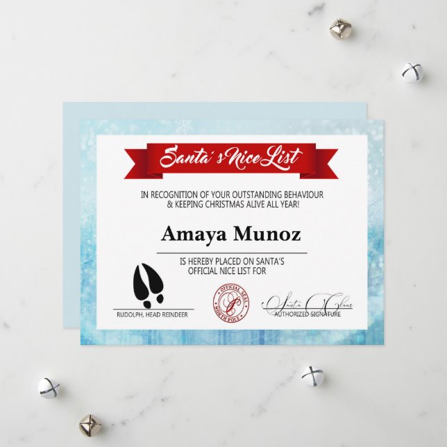 Christmas Mountains Santa's Nice List Holiday Card (Front/Back In Situ)