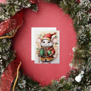 Christmas Mouse 1 Foil Holiday Postcard