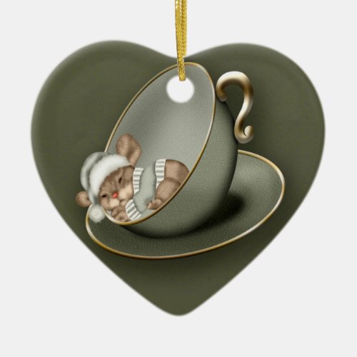 Christmas mouse 1 sided ceramic ornament