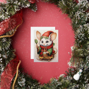 Christmas Mouse 3 Foil Holiday Postcard