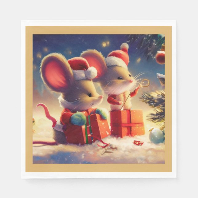 Christmas Mouse 3 Napkins (Front)