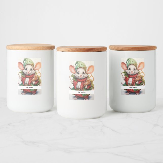Christmas Mouse 46 Your Text Here Food Label (Bottles)