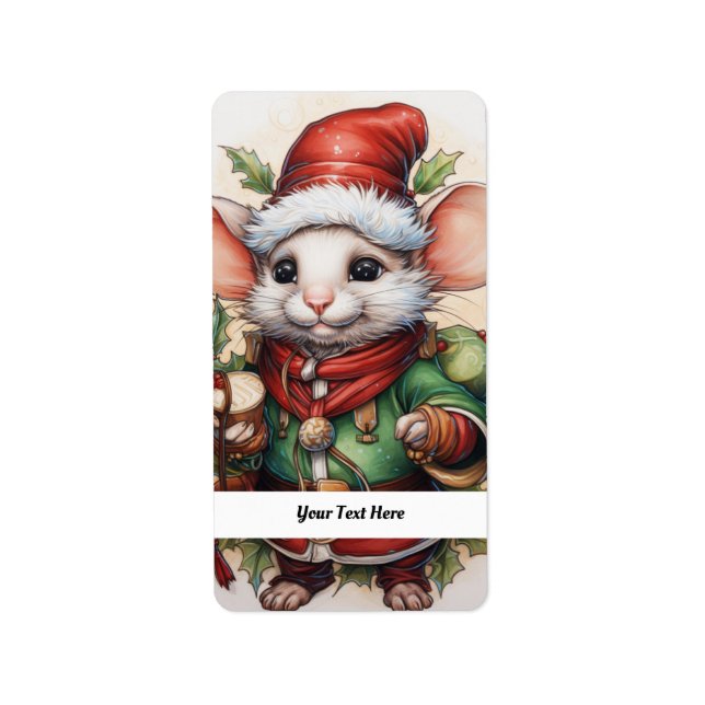 Christmas Mouse 50 Your Text Here Label (Front)