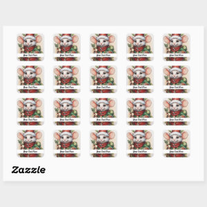 Christmas Mouse 50 Your Text Here Square Sticker