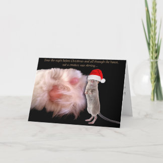 Christmas Mouse and Cat Paw Greeting Card