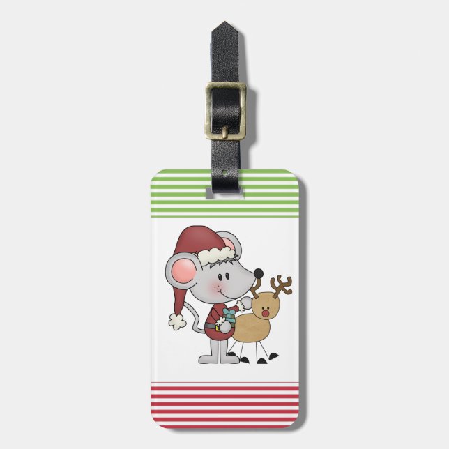 Christmas Mouse and Luggage Tag (Front Vertical)