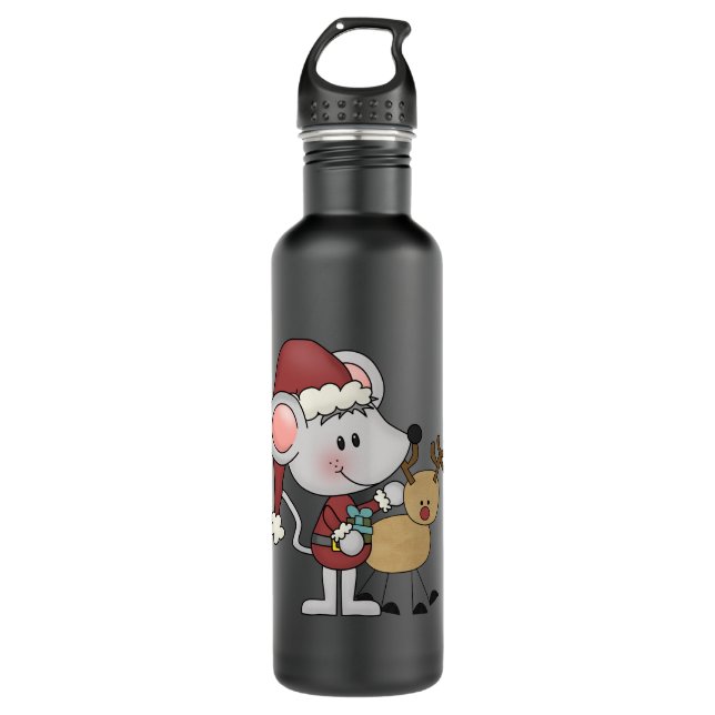 Christmas Mouse and Stainless Steel Water Bottle (Front)
