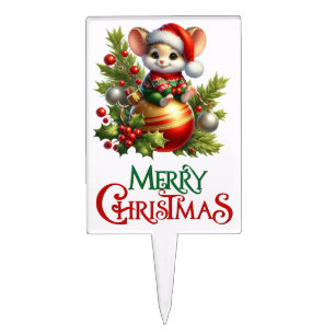 Christmas Mouse Cake Topper