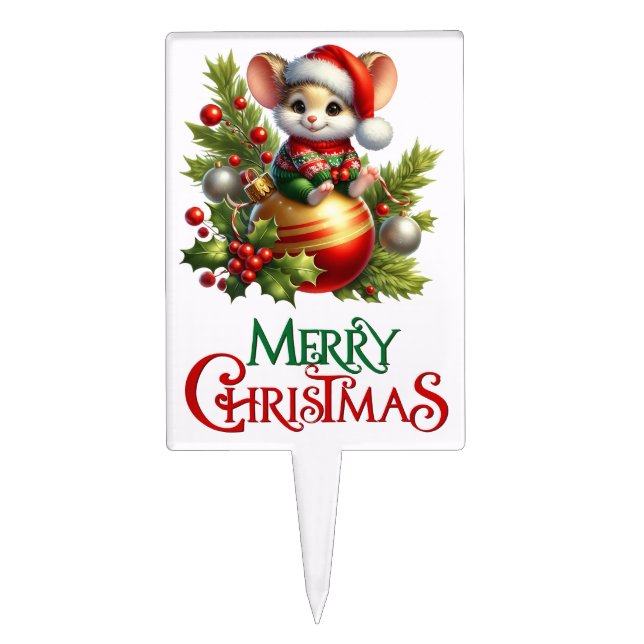 Christmas Mouse Cake Topper (Front)