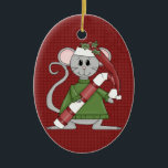 Christmas Mouse Ceramic Christmas Ornament<br><div class="desc">Text can be added to this ornament to make a personalized holiday gift. If you need help,  just click on the contact link below to send the designer a personal detailed message.</div>