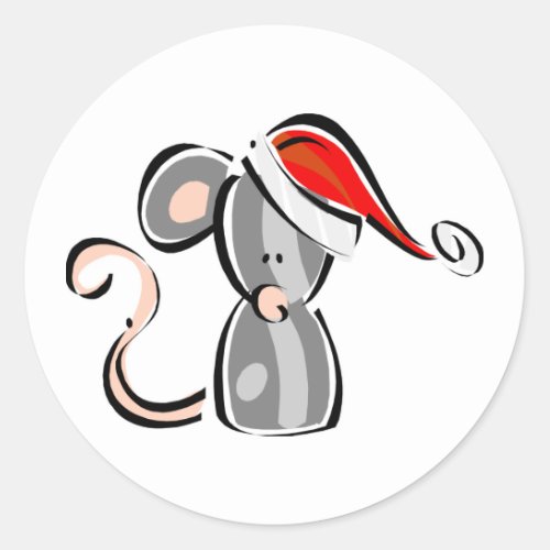 Christmas Mouse Classic Round Sticker