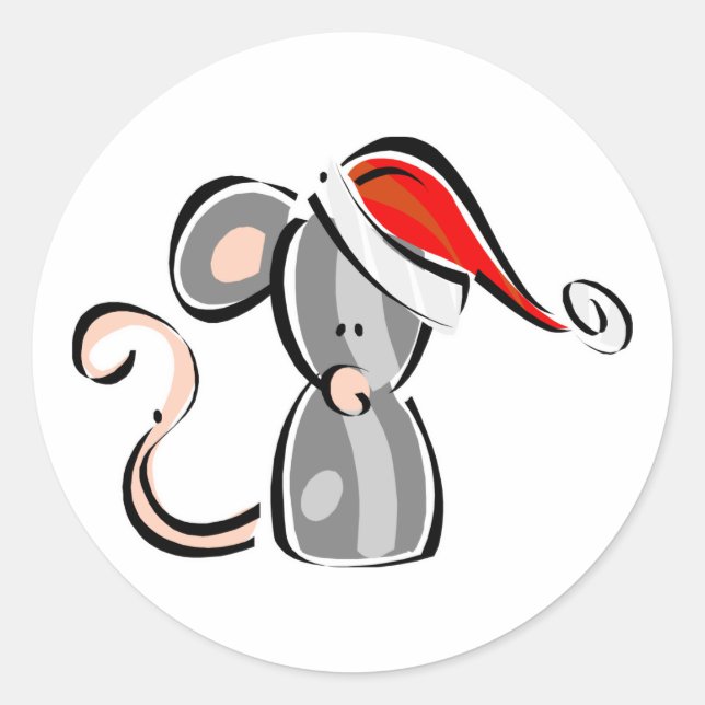 Christmas Mouse Classic Round Sticker (Front)