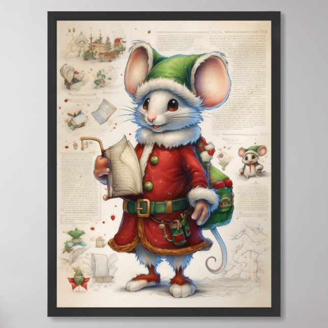 Christmas Mouse Collage 1 of 24 Framed Art (Framed Front)