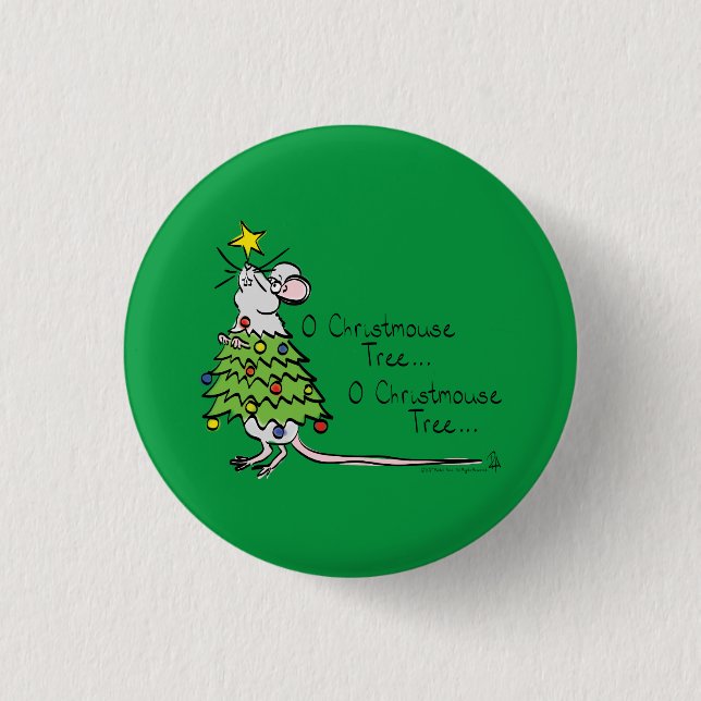 Christmas Mouse Cute Funny Holiday Button (Front)
