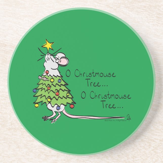 Christmas Mouse Cute Funny Holiday Coaster (Front)