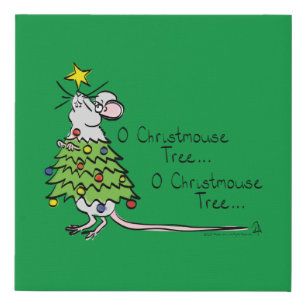 Christmas Mouse Cute Funny Holiday Faux Canvas Print