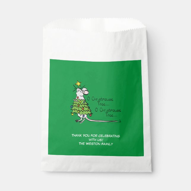 Christmas Mouse Cute Funny Holiday Favor Bag (Front)