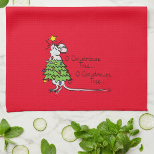 Christmas Mouse Cute Funny Holiday Kitchen Towel