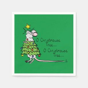 Christmas Mouse Cute Funny Holiday Napkins